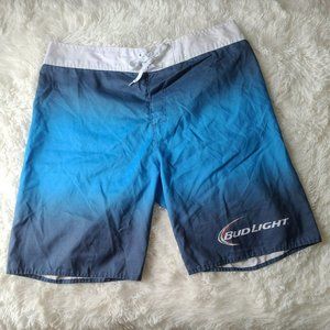 Bud Light Beer Men’s Swim Trunks Board Shorts Blue Size 36 Surf Beach